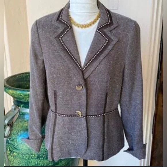 Coldwater Creek Shimmer Herringbone Blazer Jacket NEW Womens Size 14 Large Gift - Picture 2 of 12